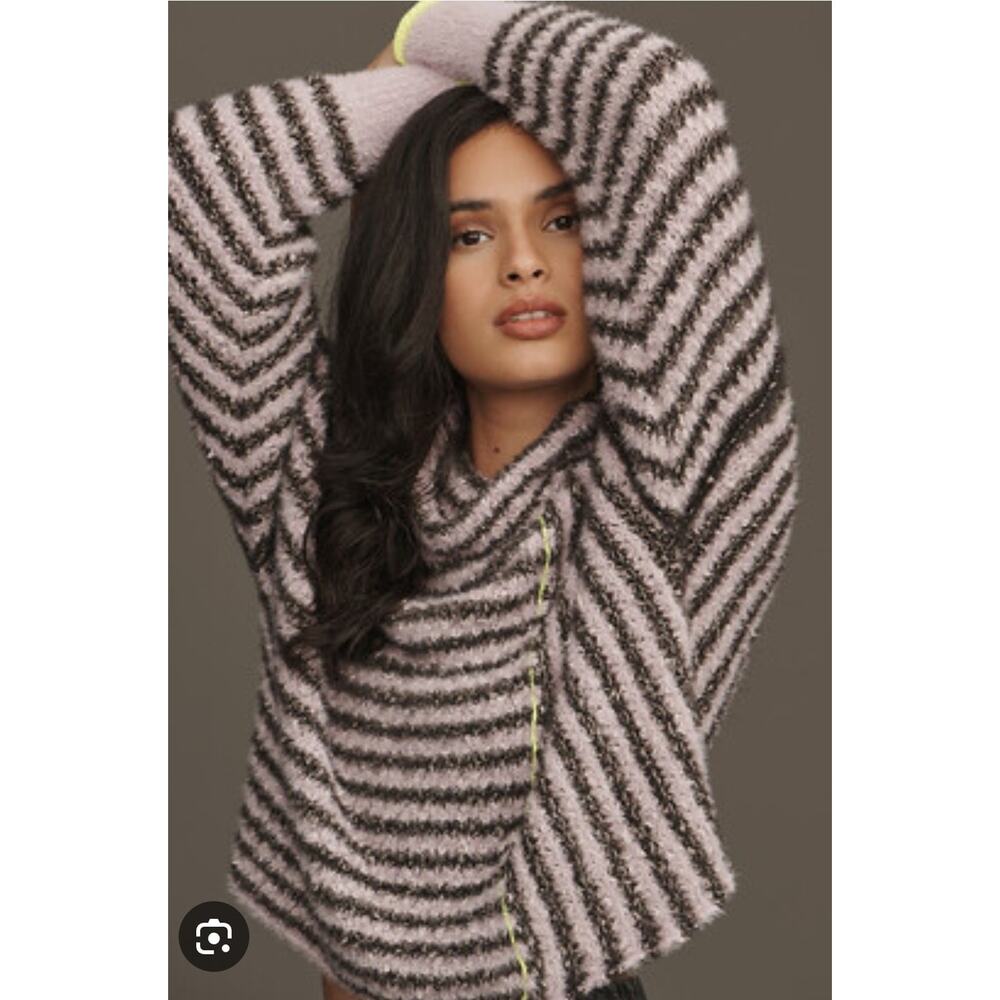 Anthropologie Pilcro Womens Purple Illusion Stripe Turtleneck Sweater Large